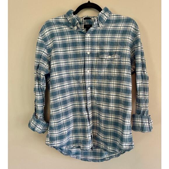 J.Crew Baird McNutt Irish Linen Plaid Slim Fit Shirt Men’s L - Picture 1 of 4